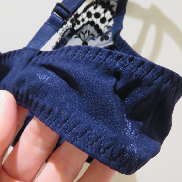 SIMONE PERELE Wish Push Up Plunge Bra in Night Blue Lace - Size 34A NWT - Picture 12 of 15